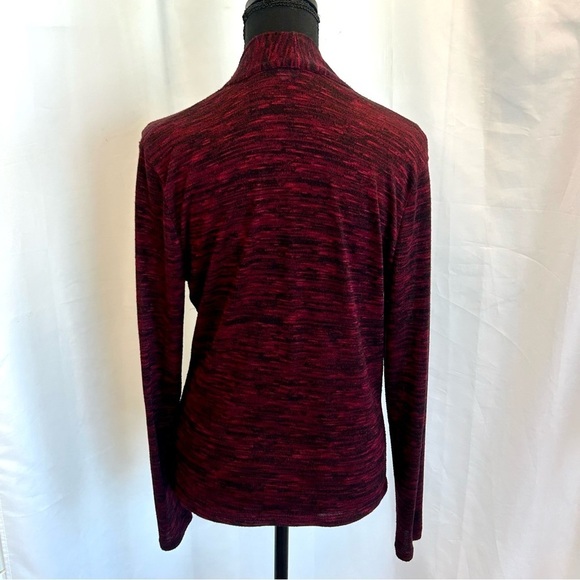 JONES New York Signature Petite Ruched heathered red long sleeve top blouse Sz M - Picture 5 of 11